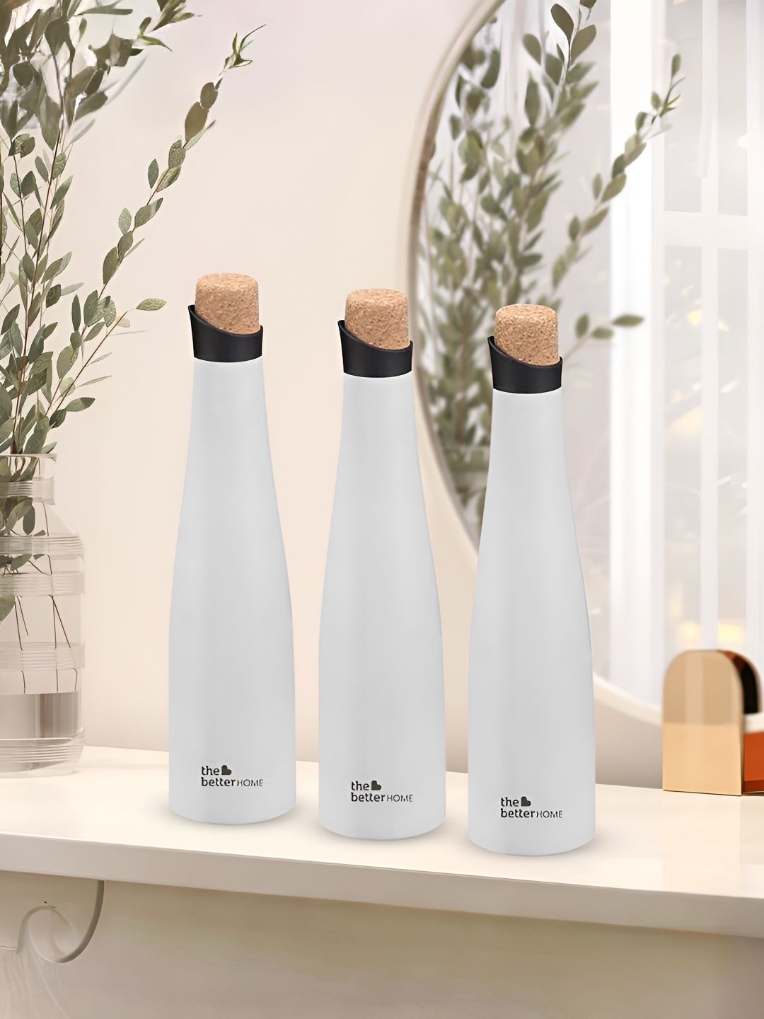 

The Better Home White 3 Pcs Stainless Steel Water Bottle 750 ml