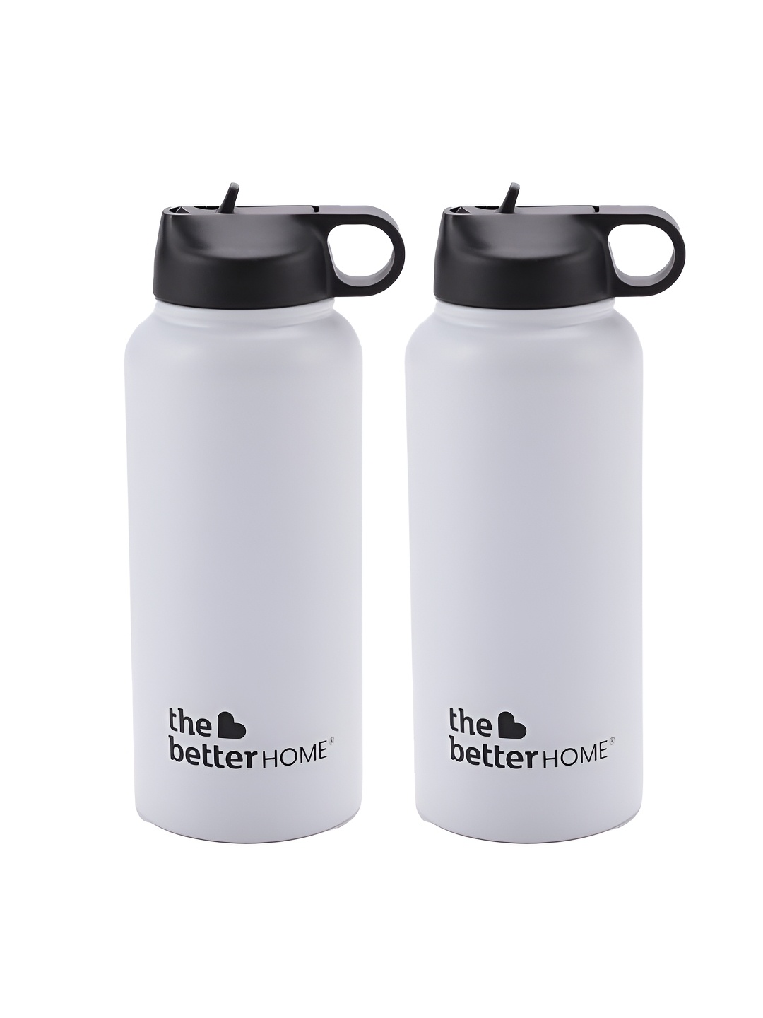 

The Better Home White & Black 2 Pieces Stainless Steel Water Bottles 950 ml Each