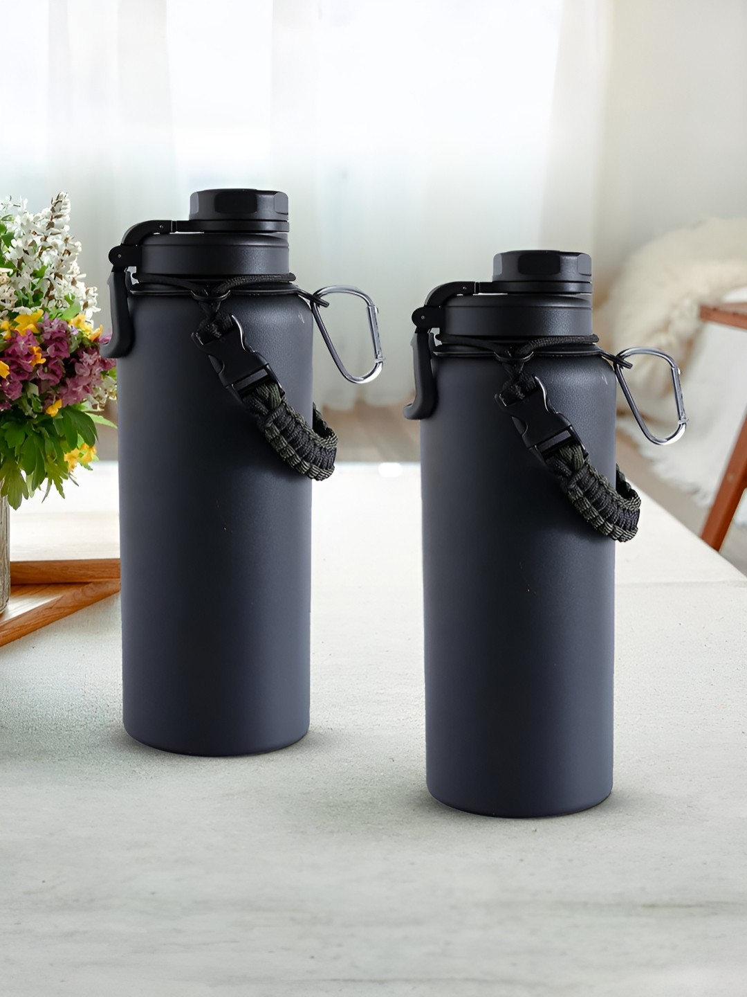 

The Better Home Black 2 Pcs Stainless Steel Water Bottle 1.2 Ltr