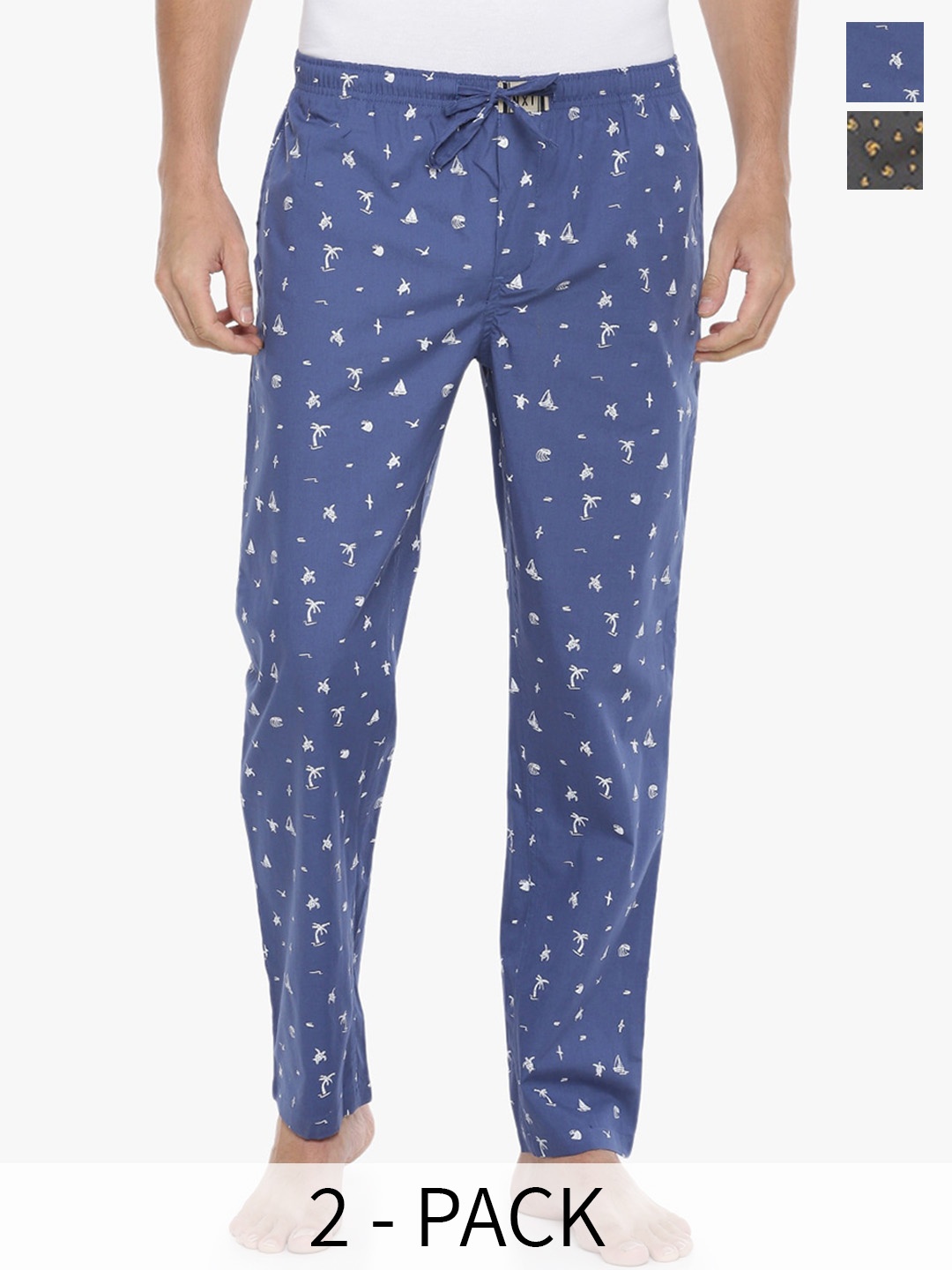 

Force NXT Pack Of 2 Printed Lounge Pants, Black