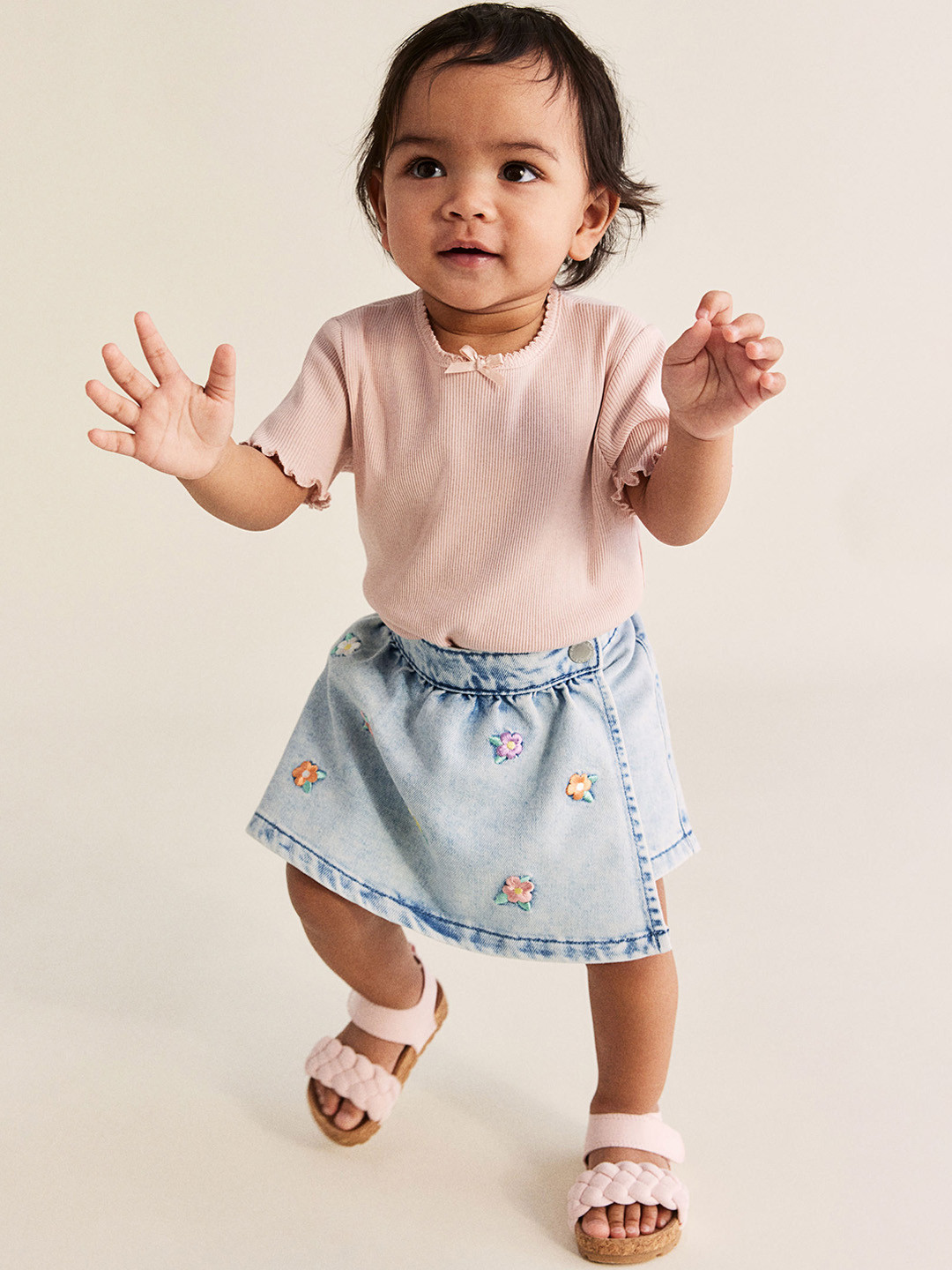 

H&M Girls Embroidery-Detail Skort, Blue