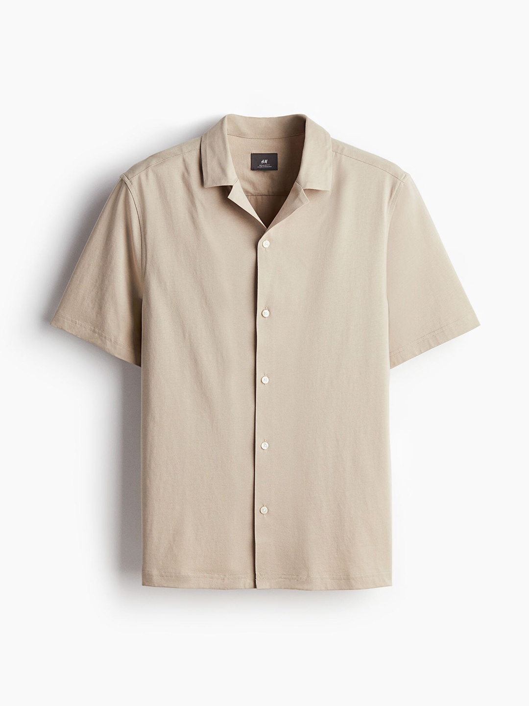 H&M Regular Fit Pima Cotton Resort Shirt, Beige