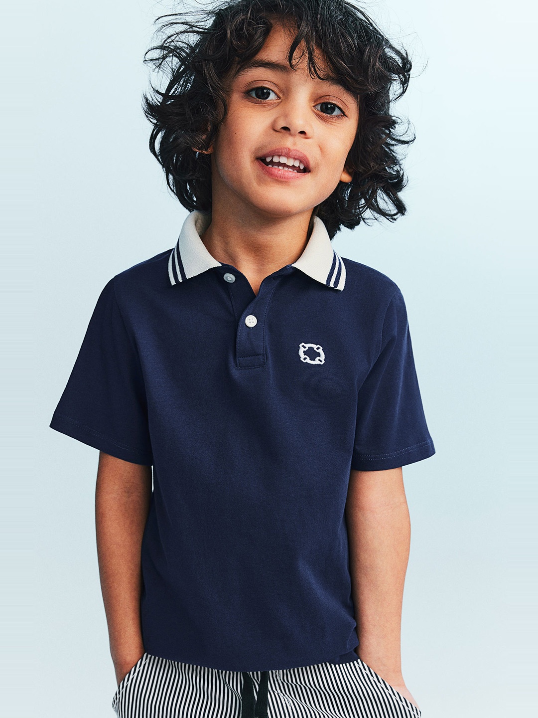 

H&M Boys Pure Cotton Jersey Polo Shirt, Navy blue