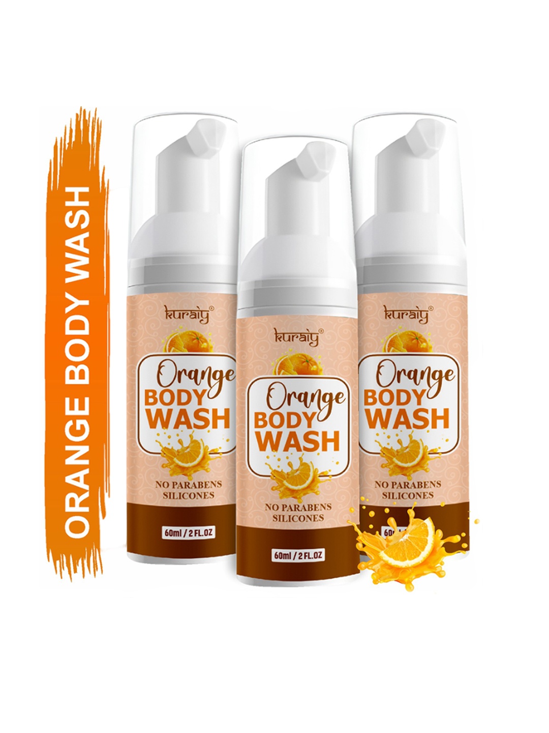 

KURAIY Set Of 3 Orange Body Wash - 60 ml Each