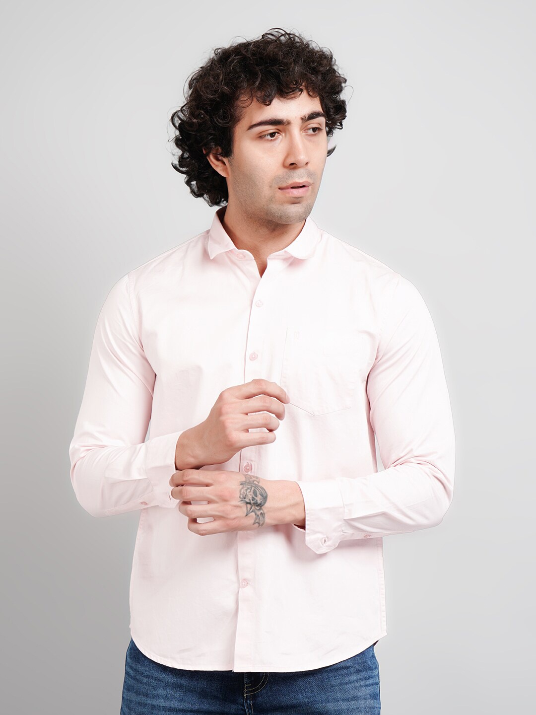 

TIM PARIS Opaque Cotton Casual Shirt, Pink