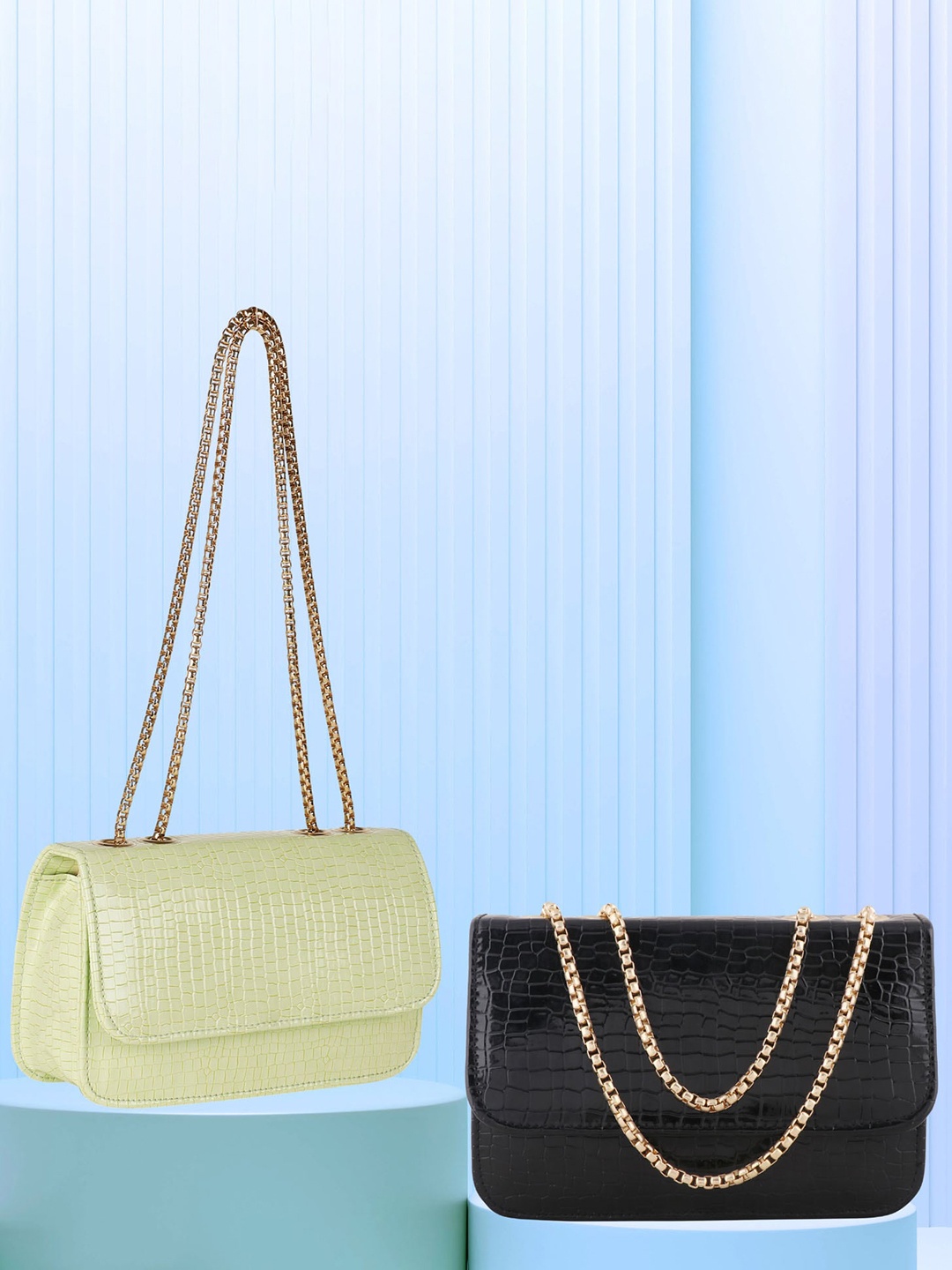 

LEKHX Set Of 2 Textured Shoulder Bags, Cream