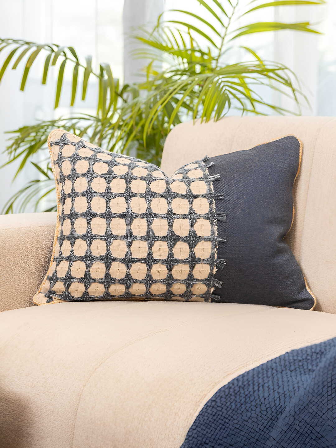 

Eris Home seaside breeze Navy Blue Colourblocked Rectangle Cushion Covers