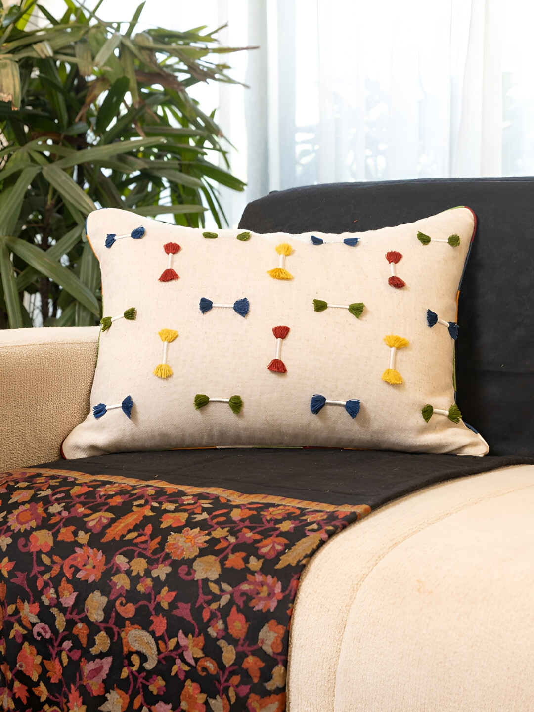 

Eris Home chromatic burst Off White Embellished Rectangle Cushion Covers