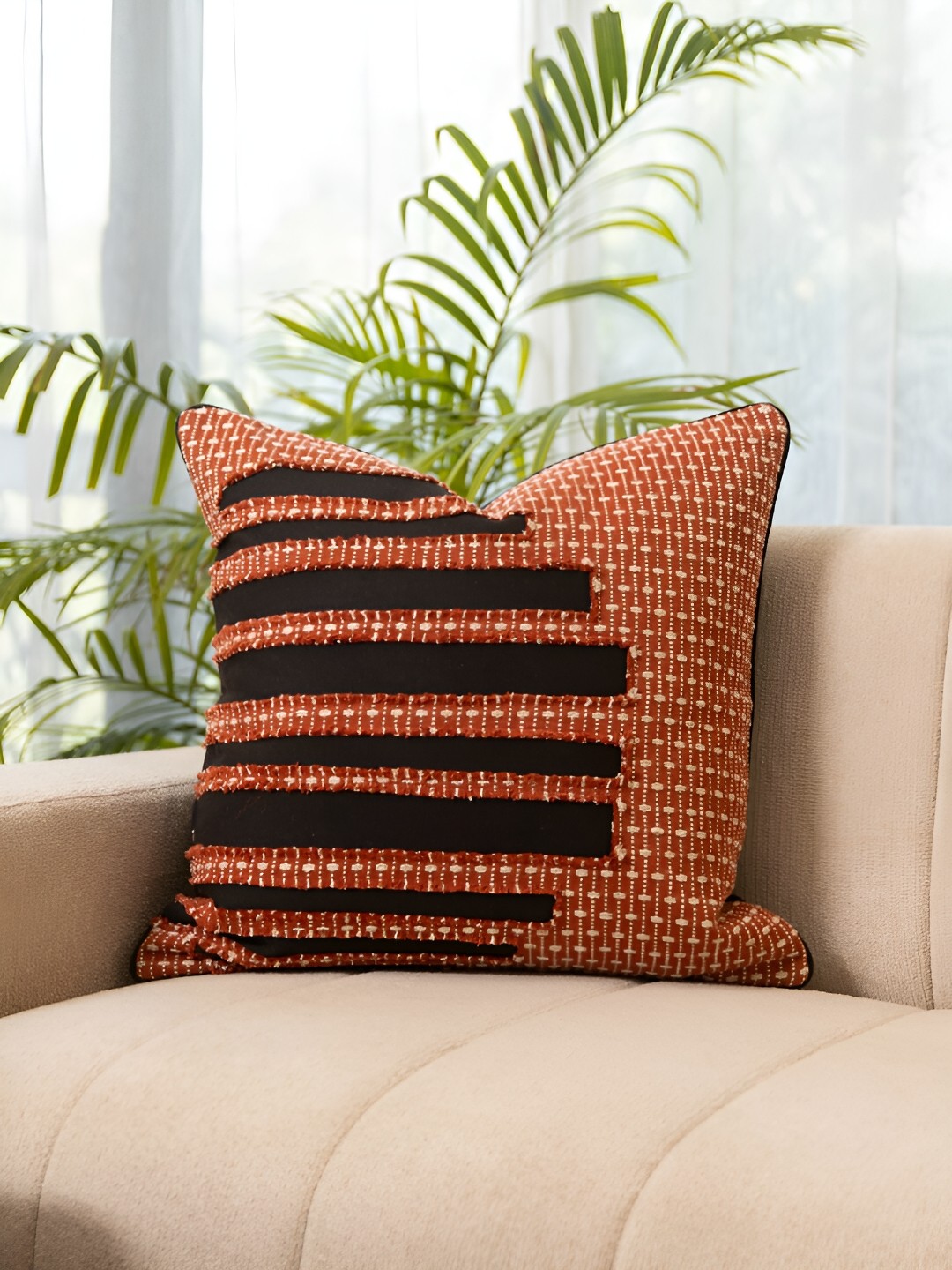 

Eris Home reverse solar Rust Striped Square Cushion Covers