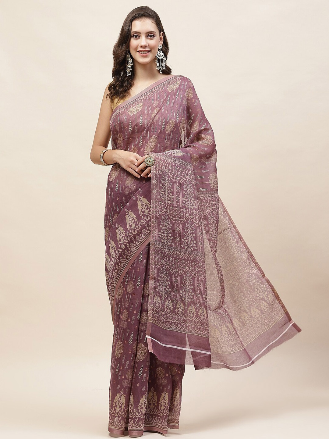 

Meena Bazaar Floral Printed Saree, Purple