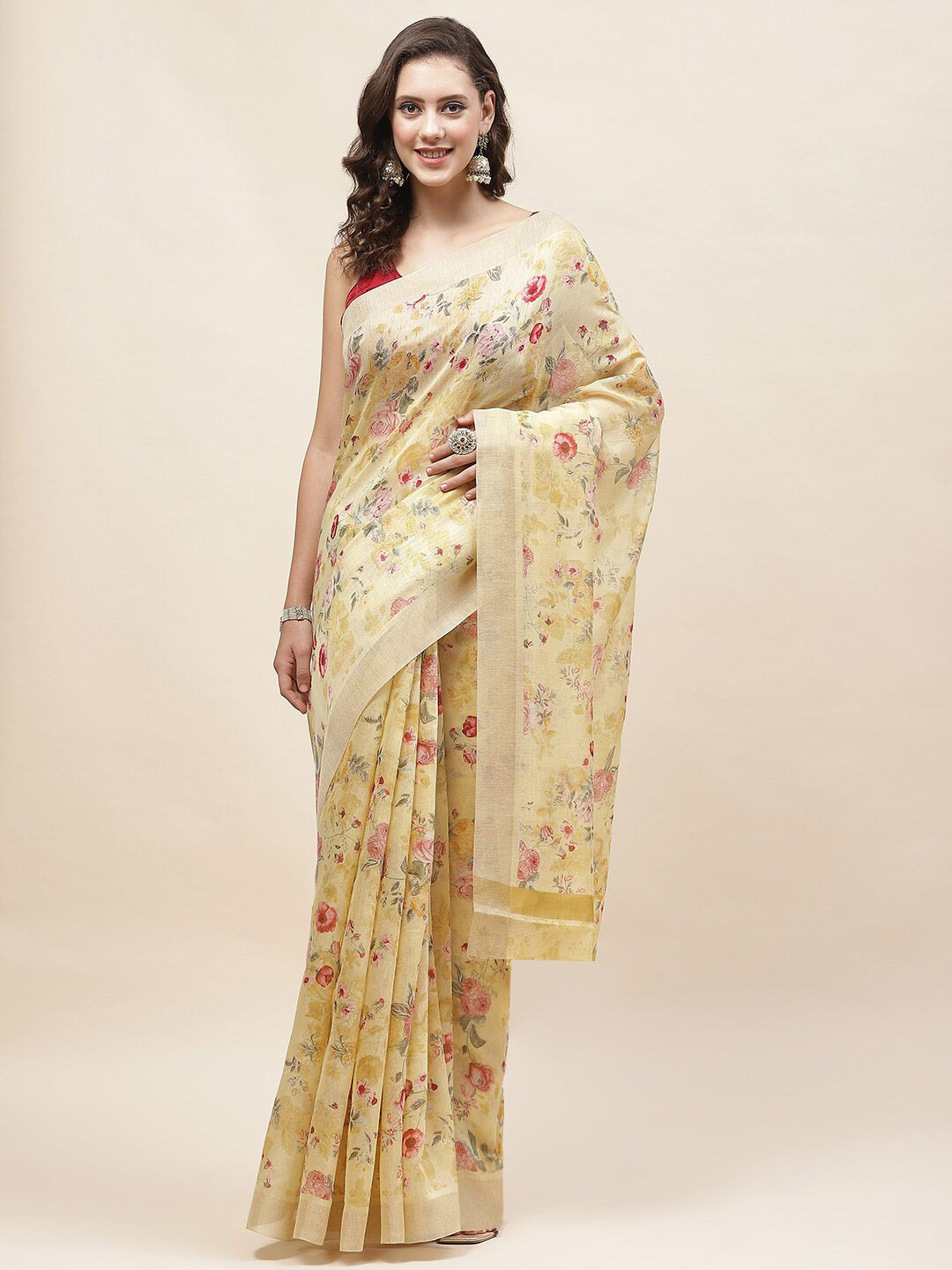

Meena Bazaar Floral Printed Saree, Yellow