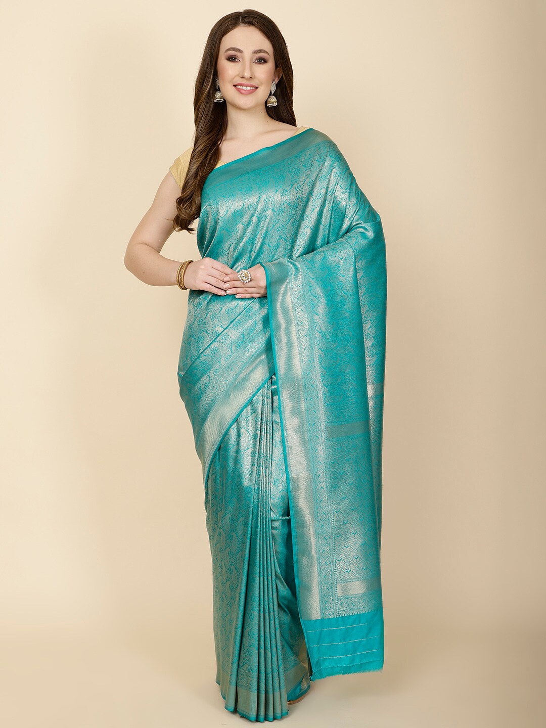 

Meena Bazaar Paisley Woven Design Zari Saree, Blue