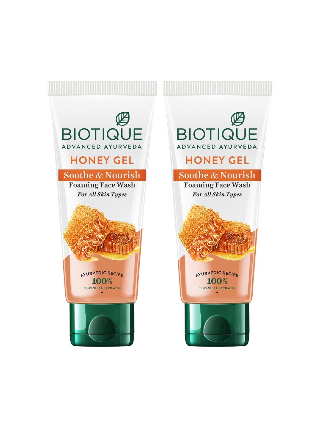 

Biotique Set of 2 Honey Gel Soothe & Nourish Foaming Face Wash - 150 ml Each, Brown