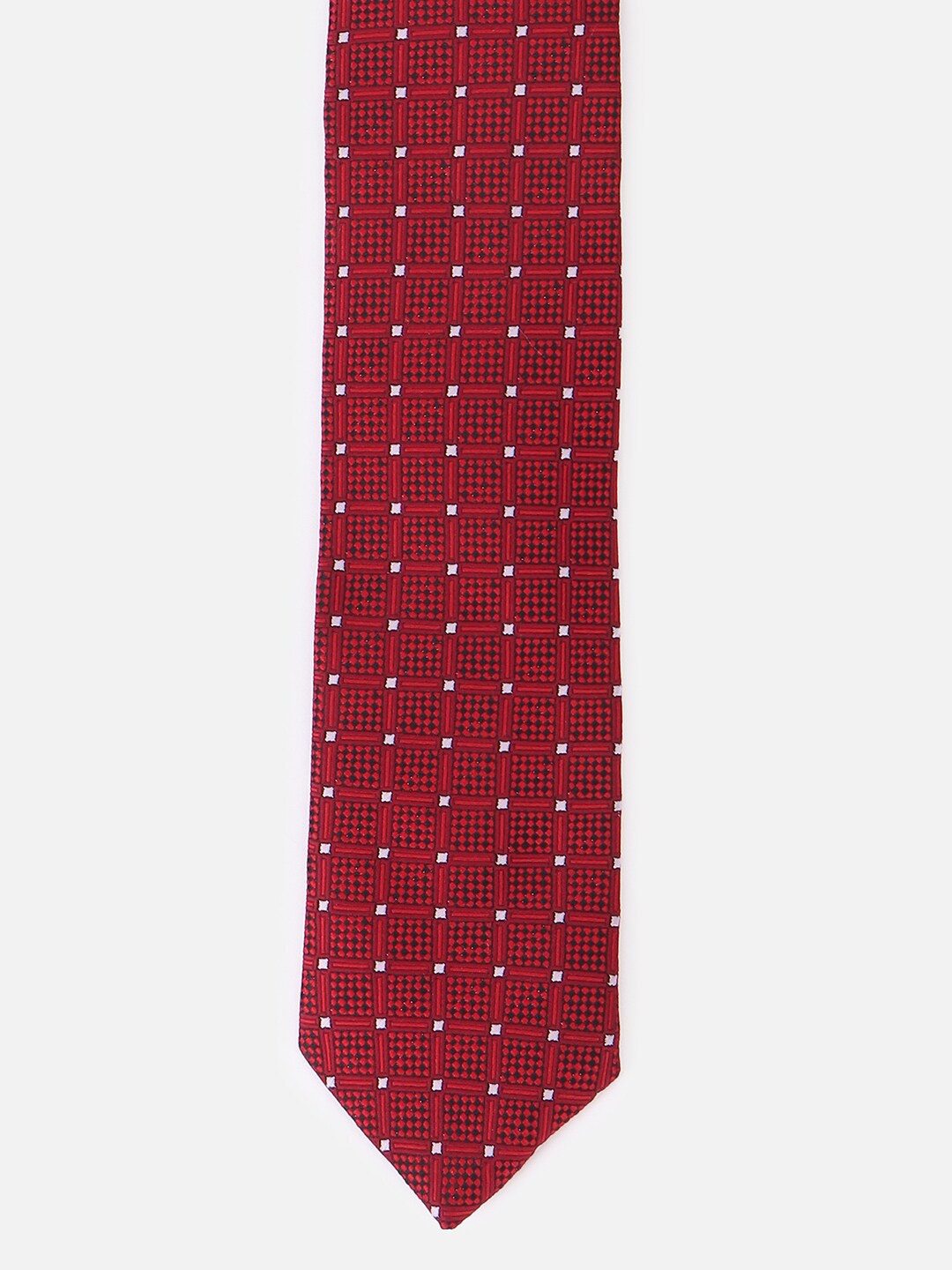 

Louis Philippe Men Checked Woven Design Broad Tie, Red