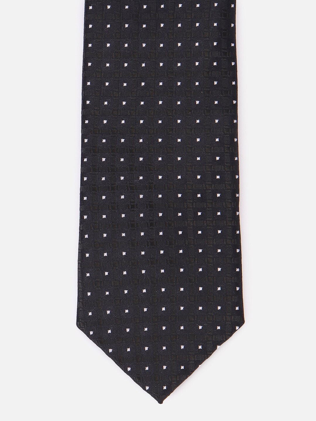 

Louis Philippe Men Geometric Woven Design Broad Tie, Black