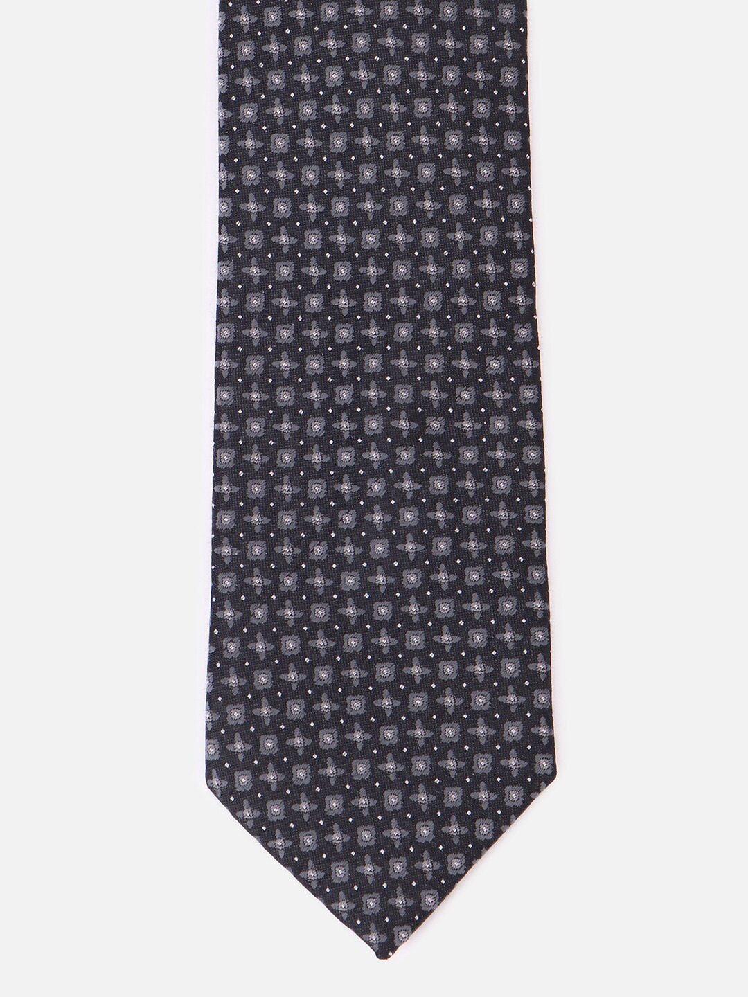 

Louis Philippe Men Embroidered Broad Tie, Black