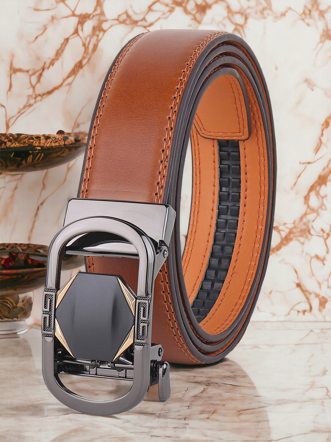 

ZORO Men Leather Formal Belt, Tan