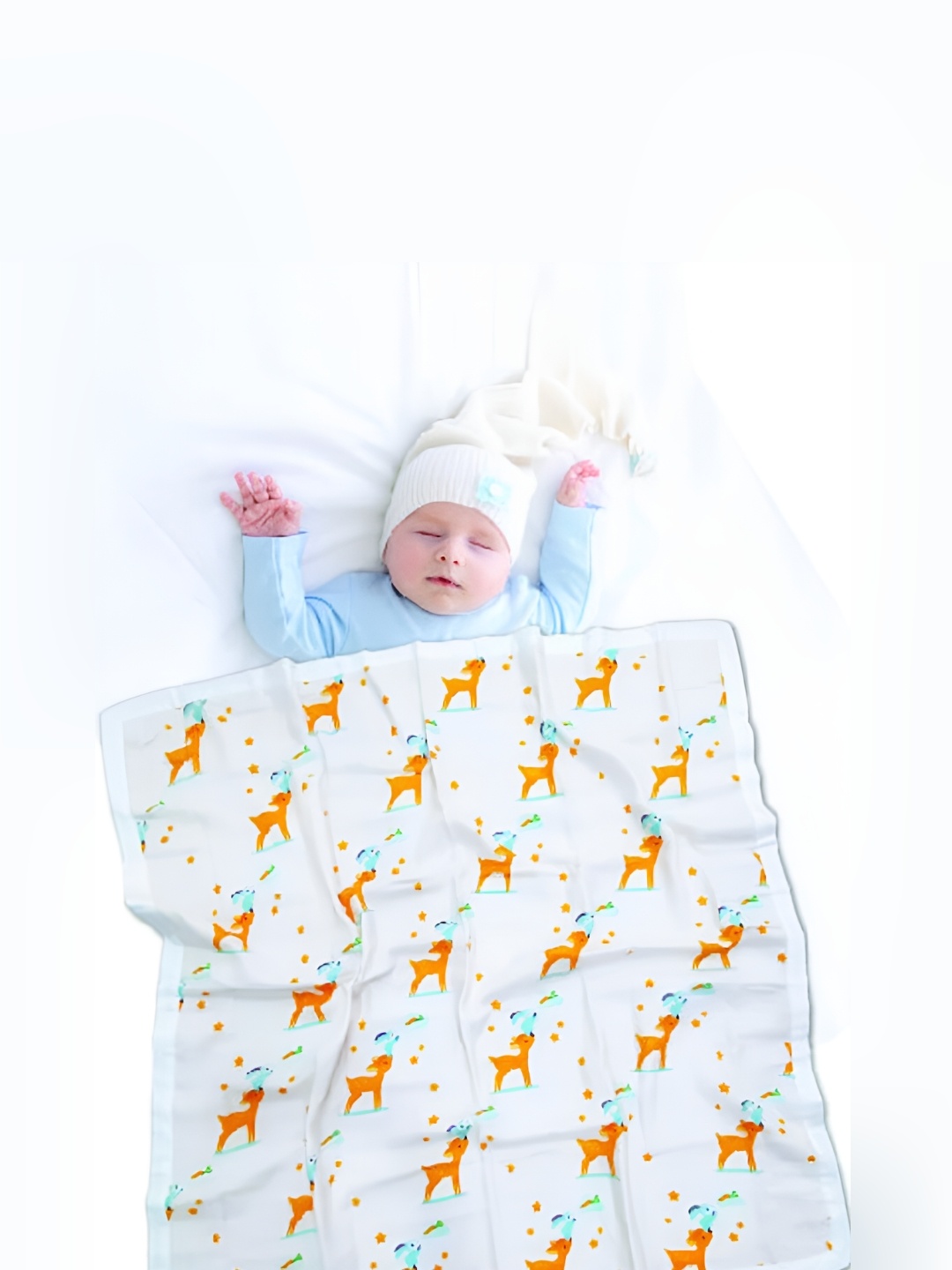 

Polka Tots White & Orange Cartoon Characters Mild Winter 233 GSM Single Bed Blanket