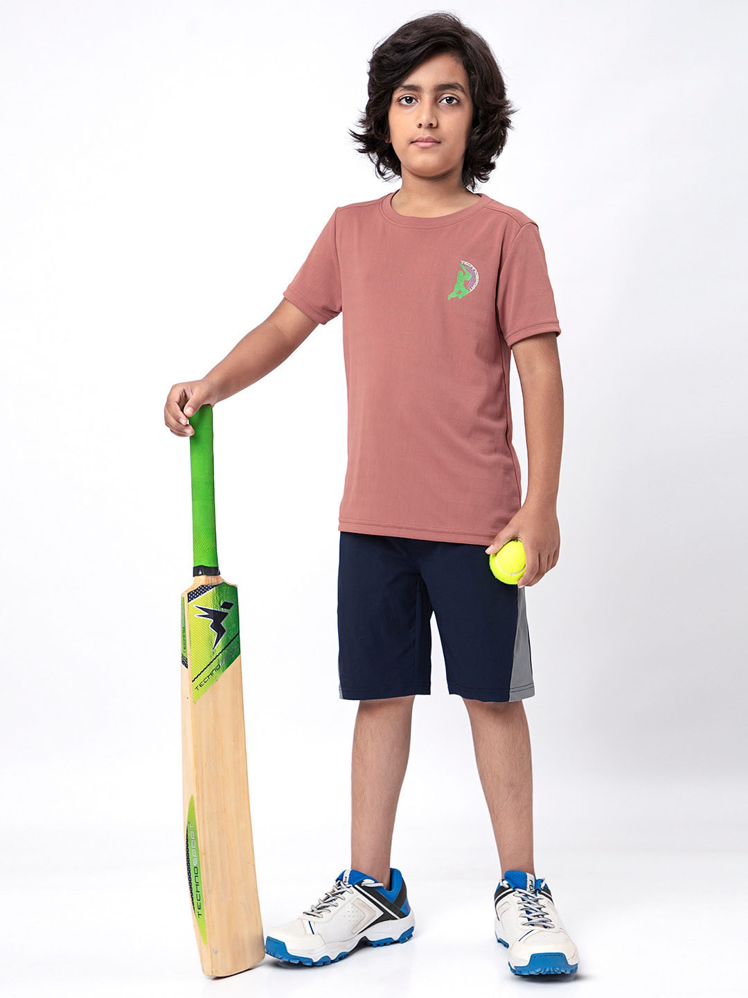 

Technosport Boys Crew Neck UPF50 Double Cool Technology Slim Fit T-shirt, Brown