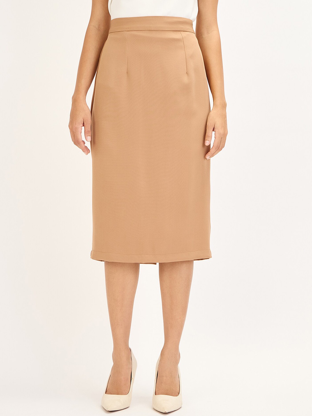 

SALT ATTIRE Core Knee-Length Pencil Skirt, Beige