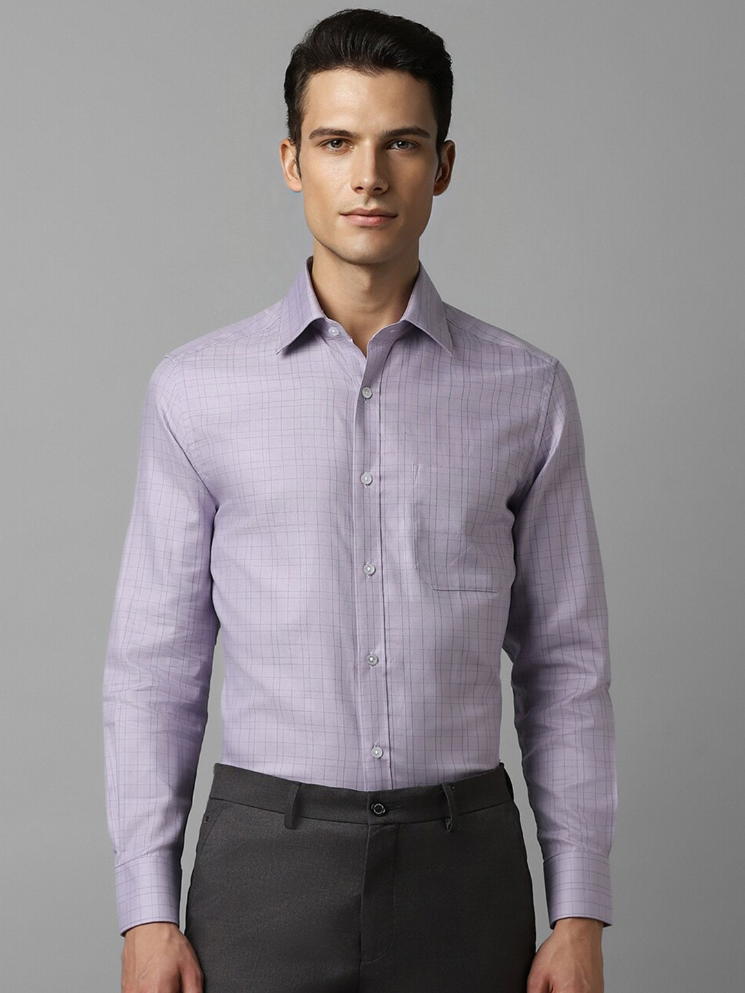 

Louis Philippe Opaque Checked Cotton Formal Shirt, Purple