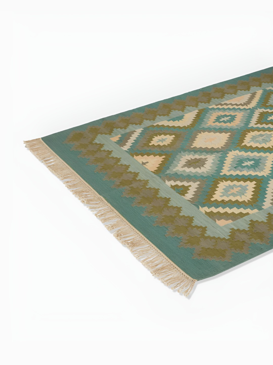 

Fabindia Green Printed Cotton Dhurrie