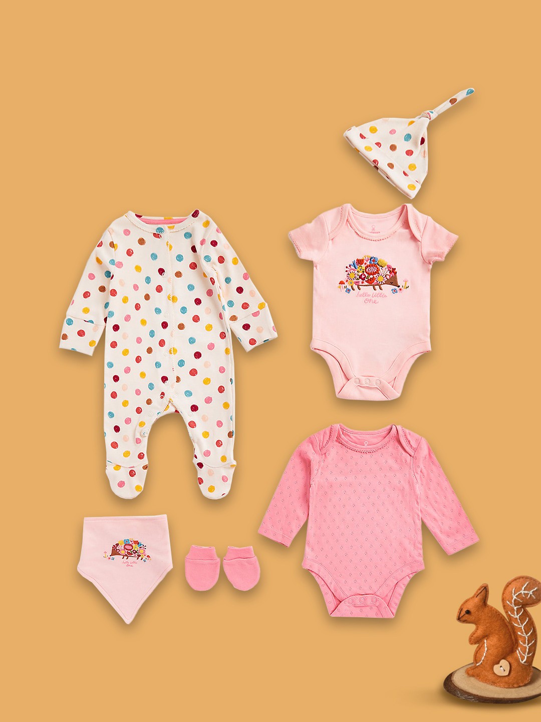 

mothercare Girls Printed Cotton Baby Apparel Gift Set, White
