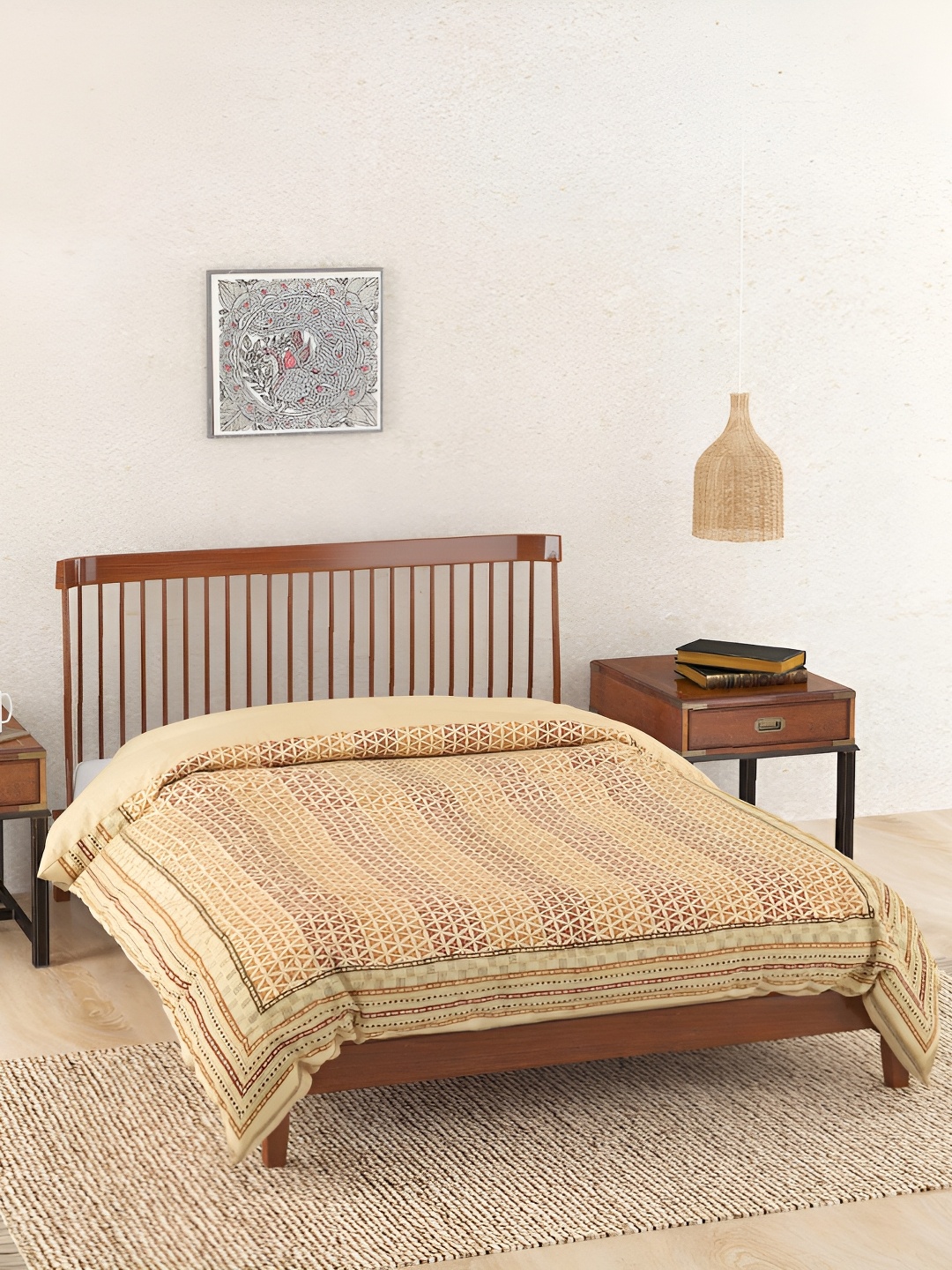 

Fabindia Rust & Beige Ethnic Motifs 354 GSM Double Bed Dohar