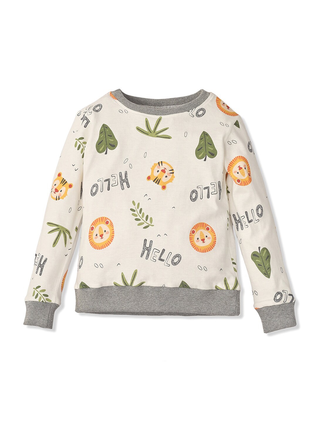 

BforBlossom Kids Tropical Printed Round Neck Long Sleeves T-shirt, Green