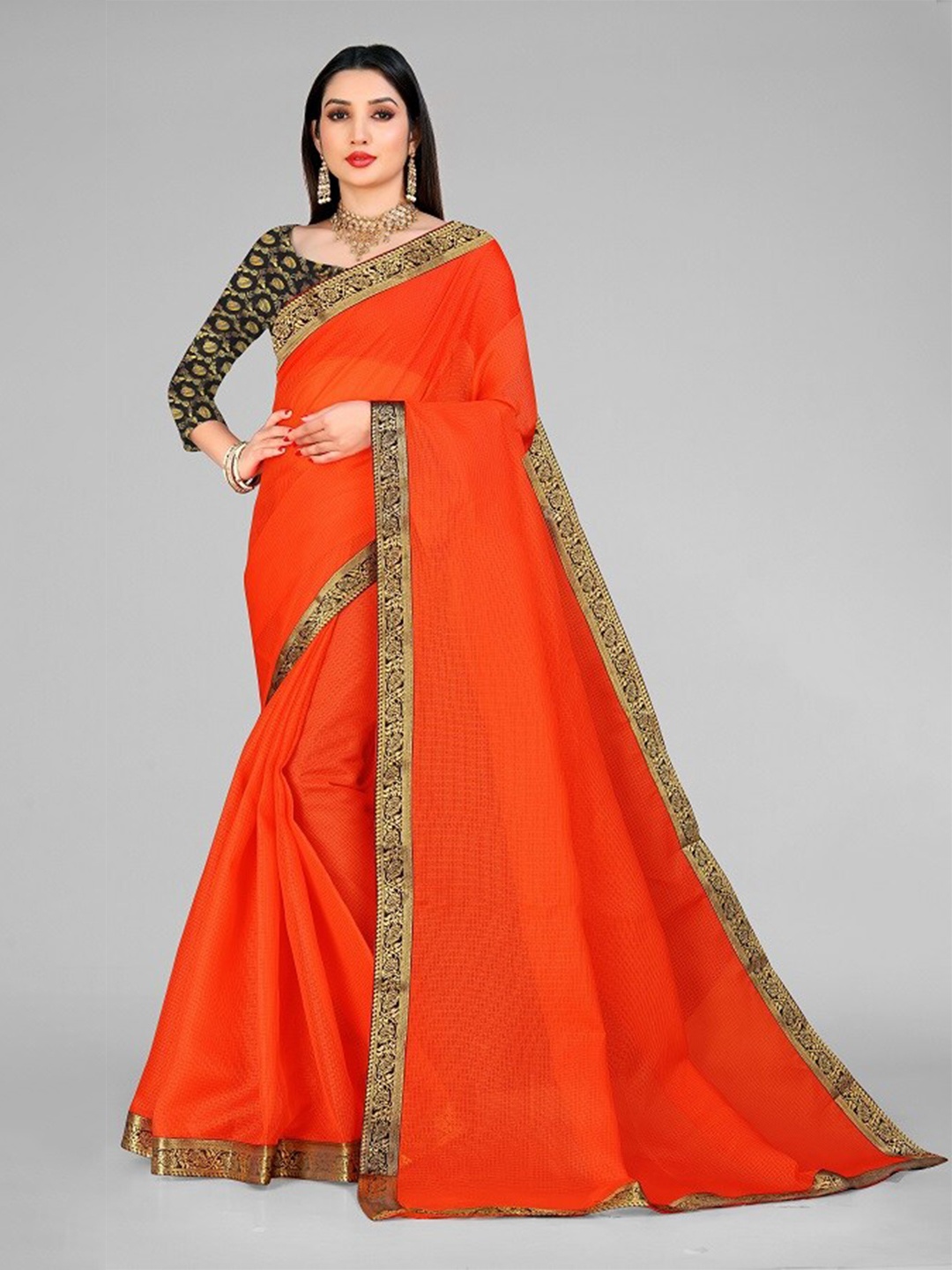 

LEOSAGI Kota Saree, Orange
