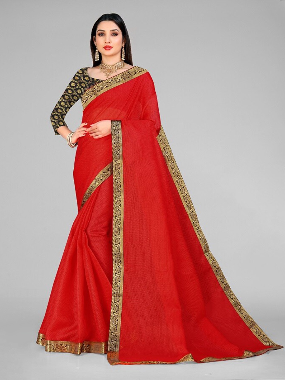 

LEOSAGI Zari Kota Saree, Red