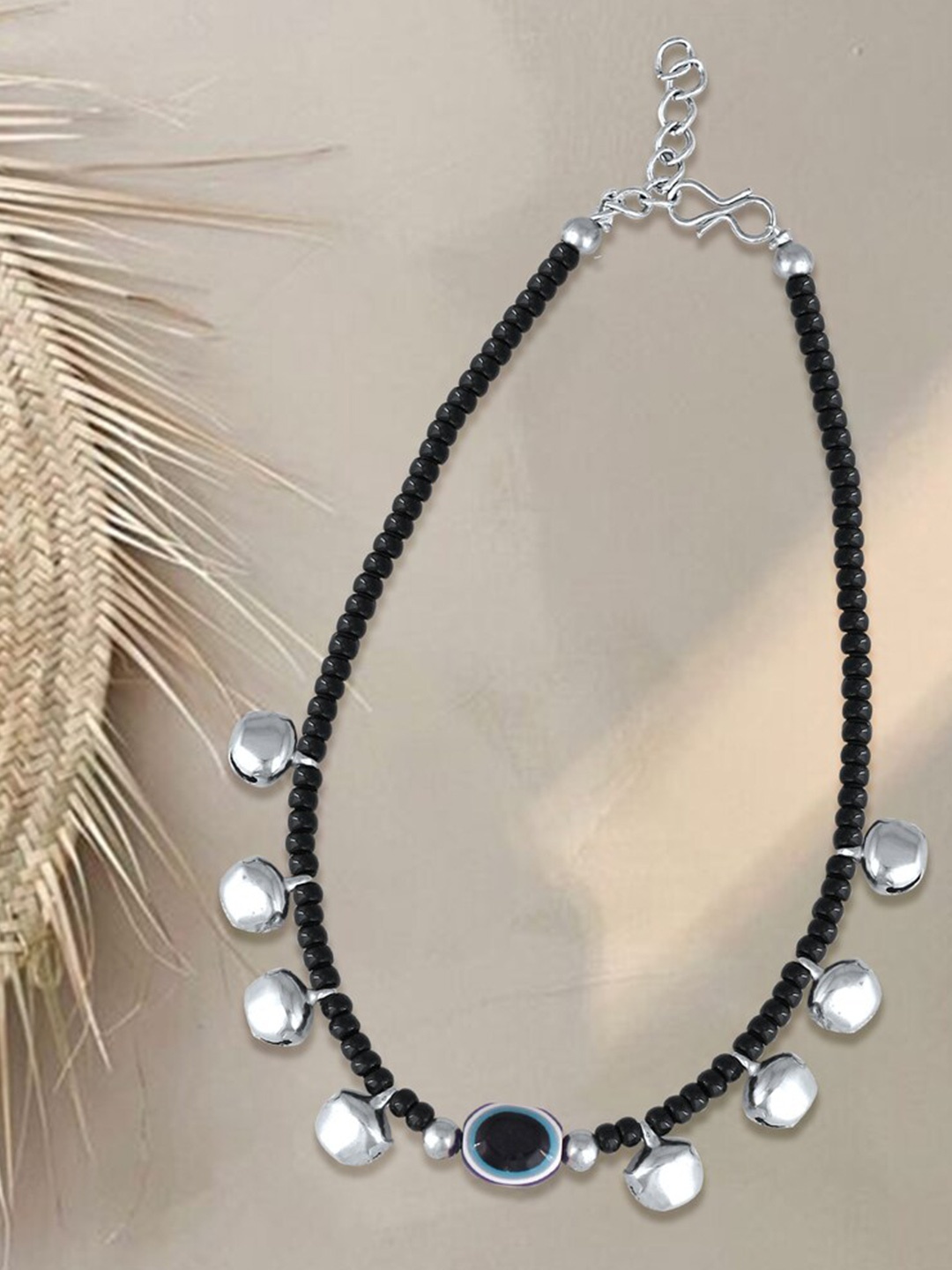

MEENAZ Silver-Plated Artificial Beads Anklet