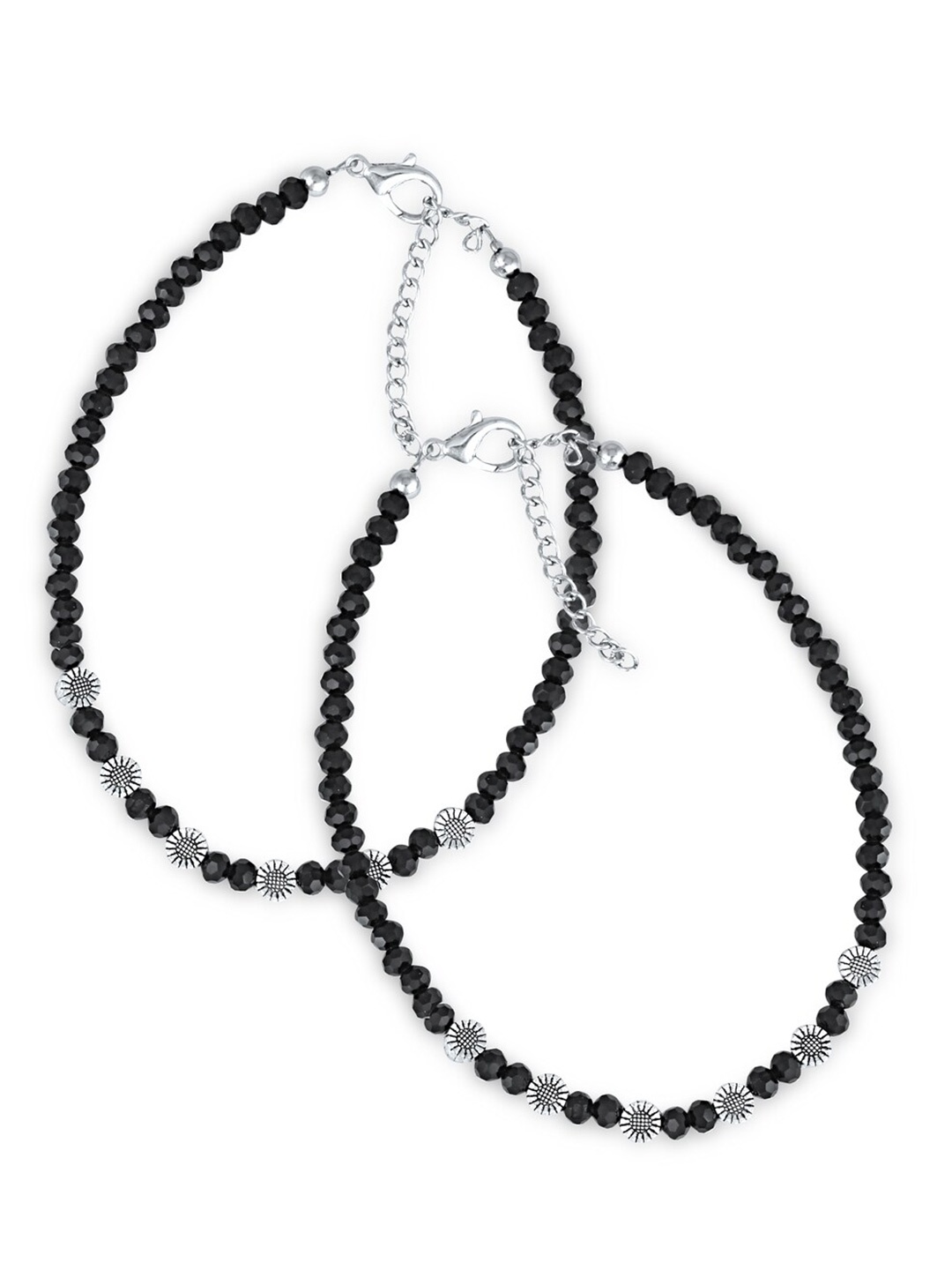 

MEENAZ Silver-Plated Artificial Beads Anklet