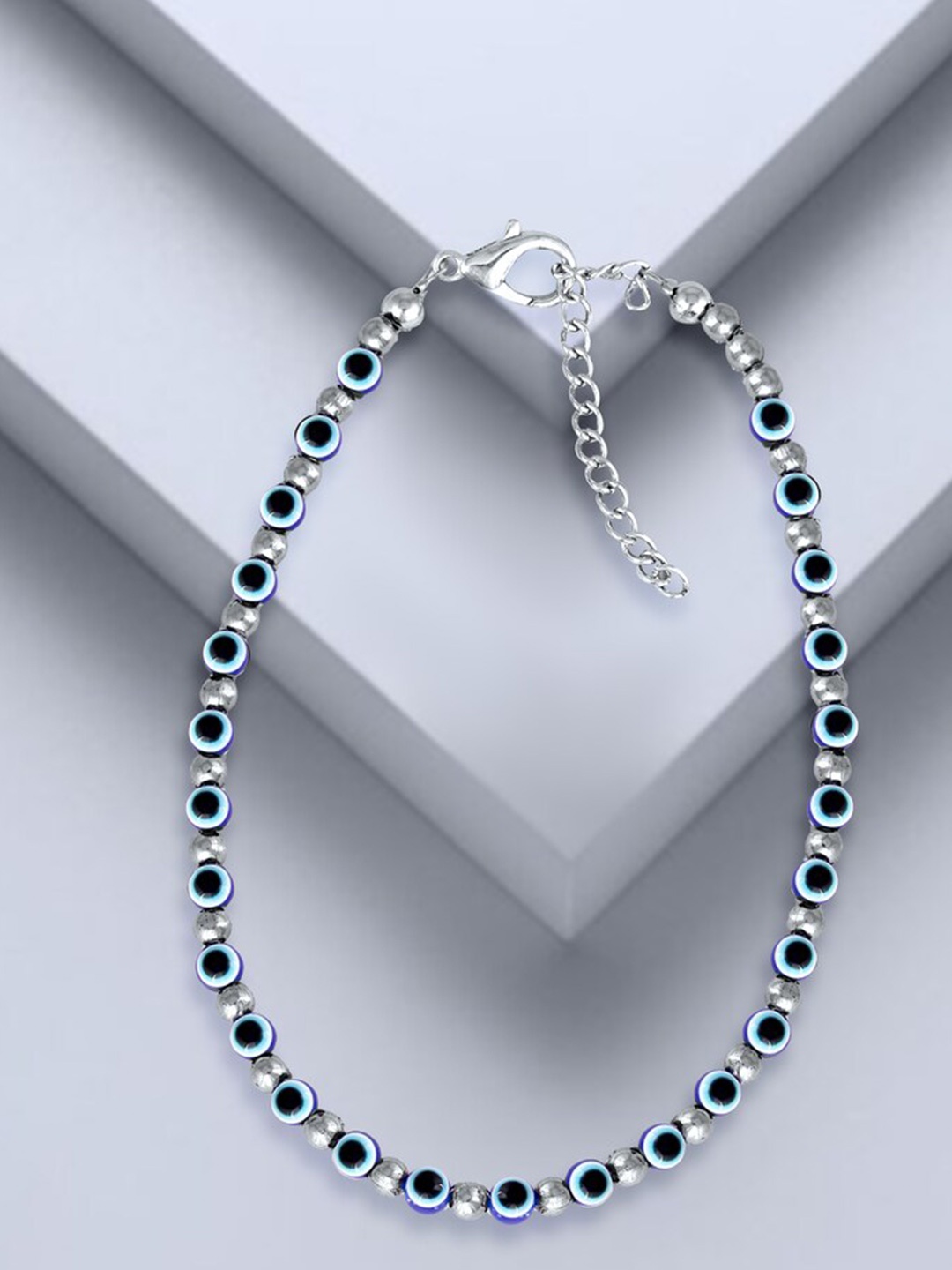 

MEENAZ Silver-Plated Artificial Beads Anklet