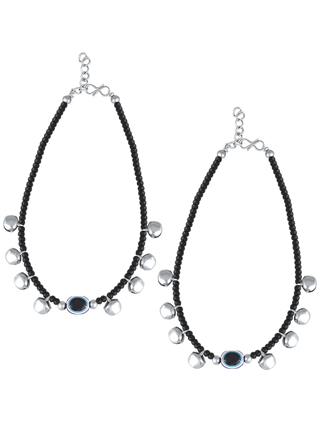 

MEENAZ Silver-Plated Artificial Beads Anklet