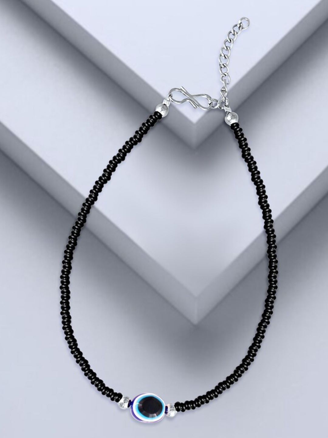 

MEENAZ Silver Plated Artificial Beads Stainless Steel Anklet