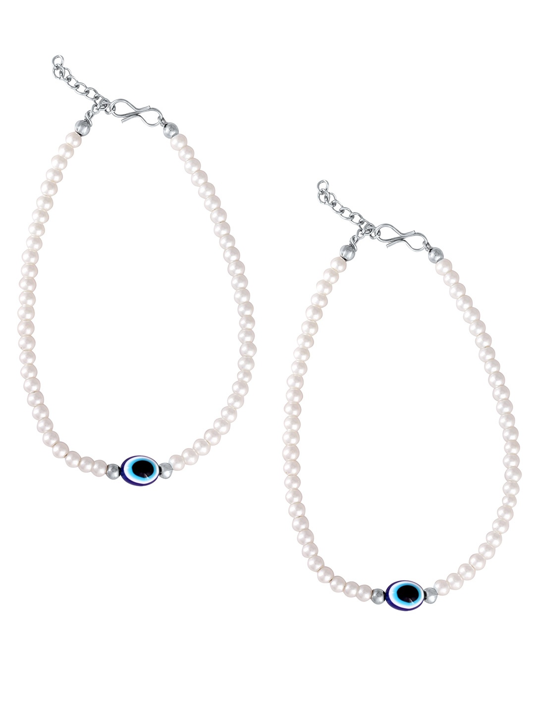 

MEENAZ Silver-Plated Artificial Beads Anklet
