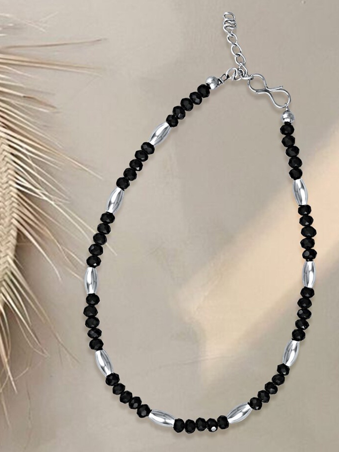 

MEENAZ Silver Plated Artificial Beads Stainless Steel Anklet