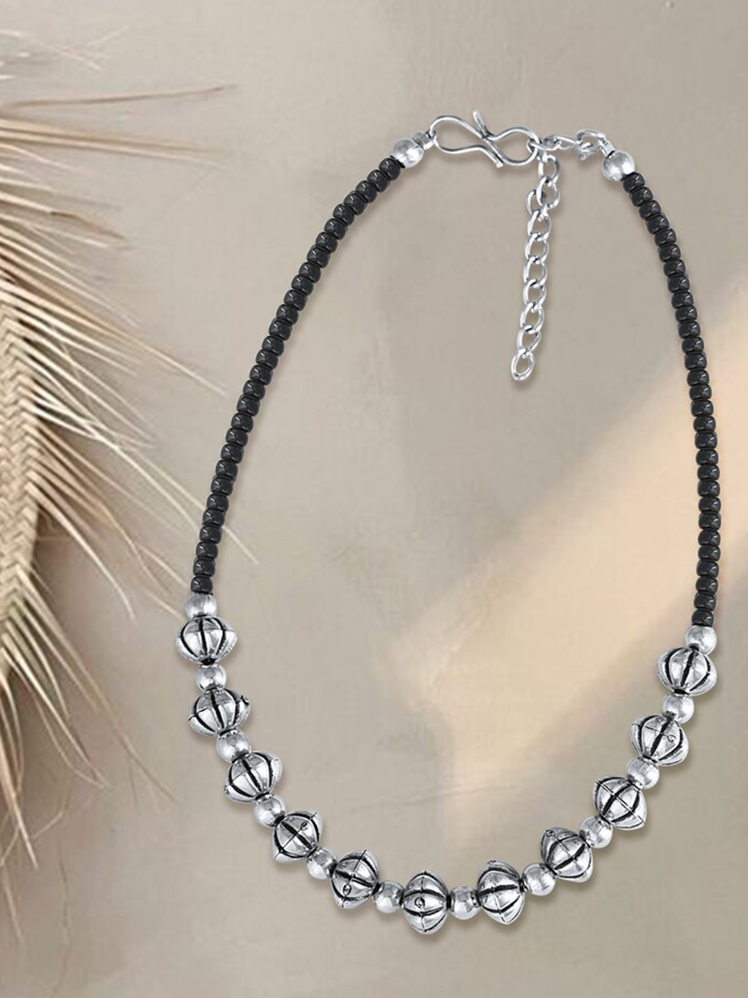 

MEENAZ Silver Plated Artificial Beads Stainless Steel Anklet