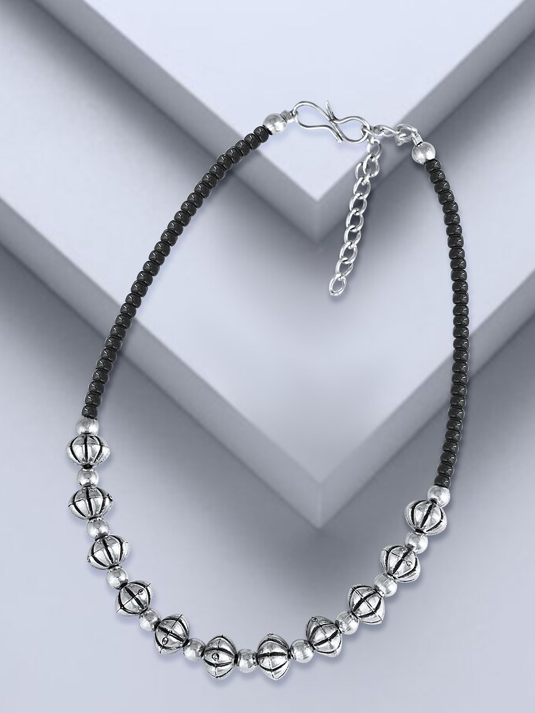 

MEENAZ Silver-Plated Artificial Beads Anklet
