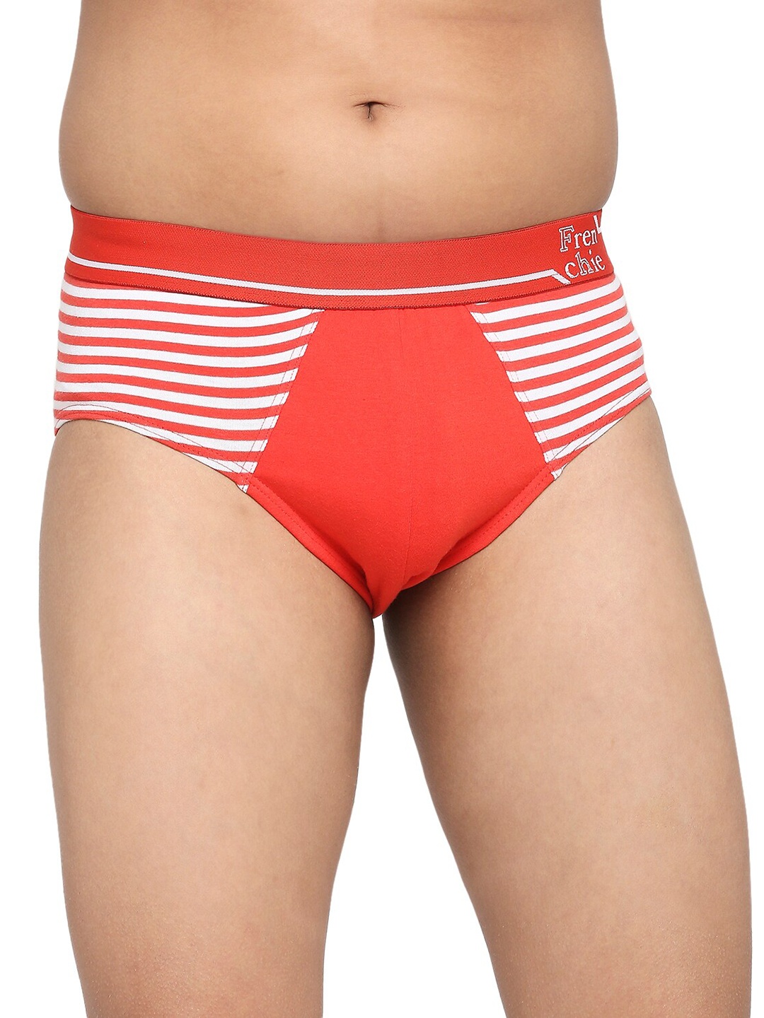 

FRENCHIE Boys Striped Pure Cotton Basic Briefs FR-BF-U1910-1X5-Red-XS