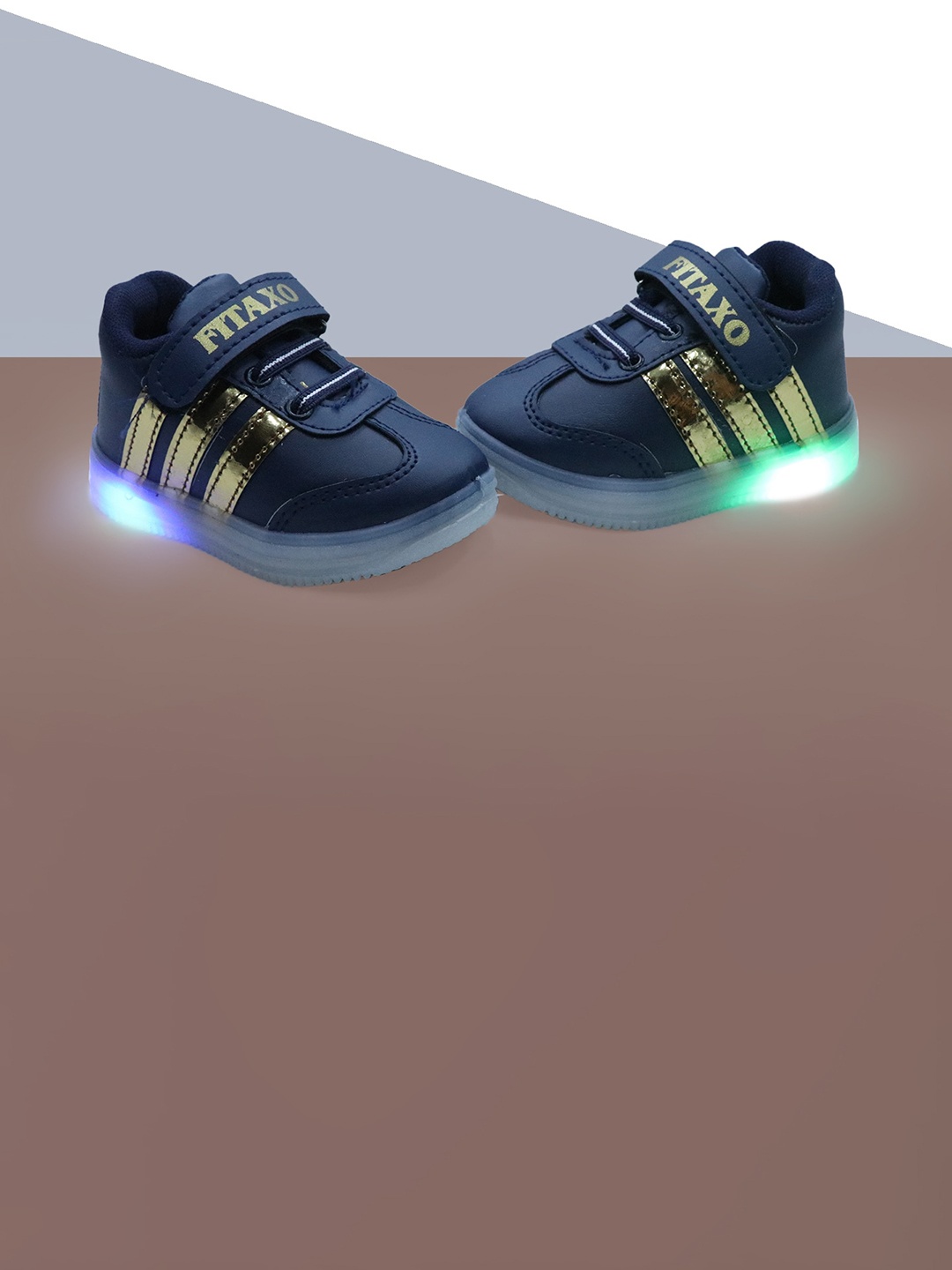 

FEETWELL SHOES Kids Round Toe LED Sneakers, Blue