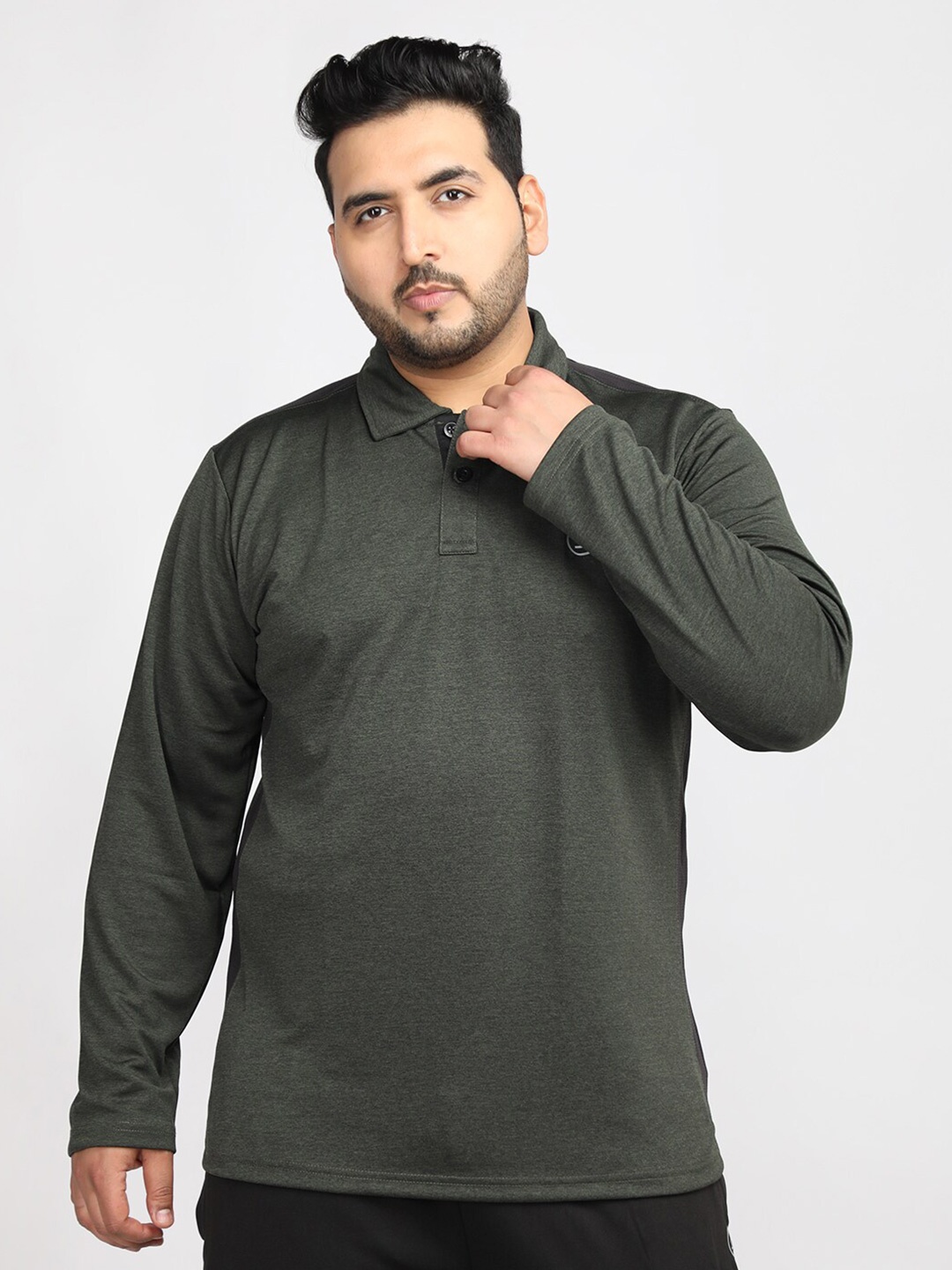 

CHKOKKO Polo Collar Long Sleeves T-shirt, Olive