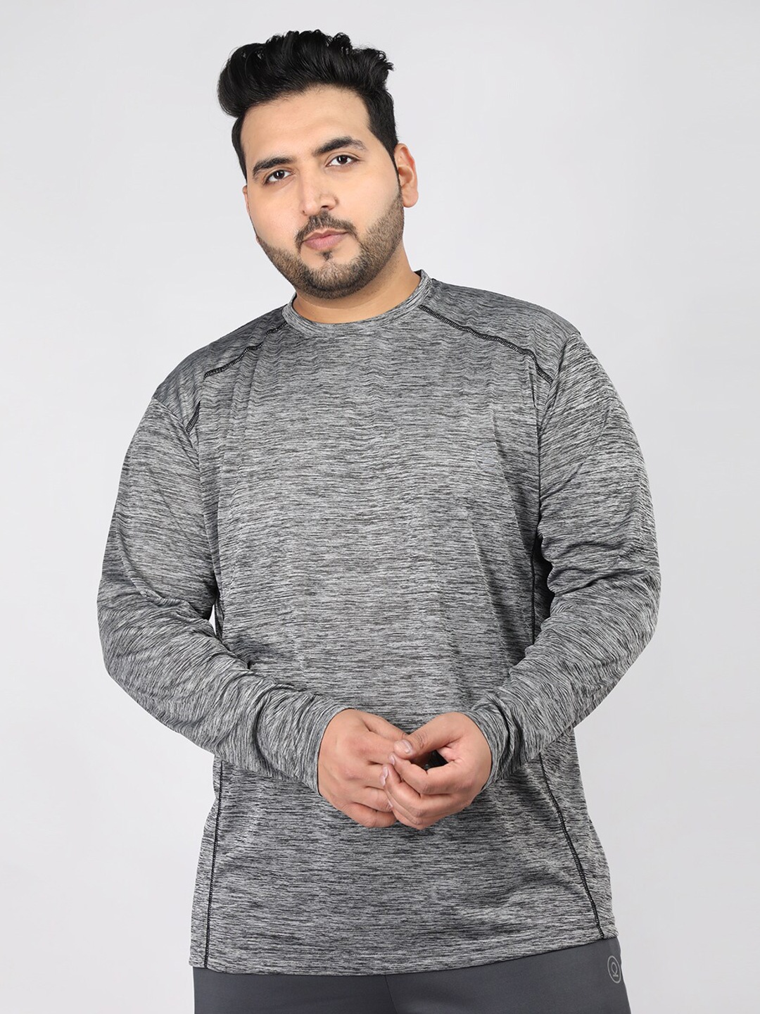 

CHKOKKO Round Neck Regular Fit T-shirt, Grey