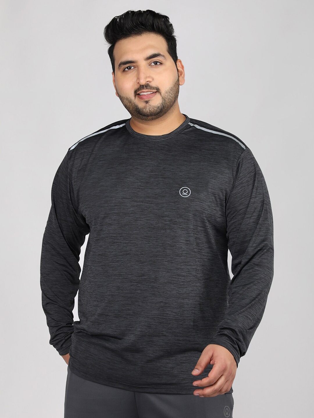 

CHKOKKO Round Neck Long Sleeves T-shirt, Grey