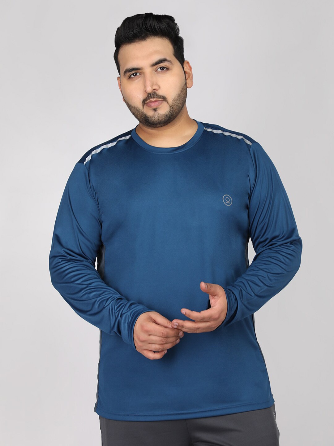 

CHKOKKO Round Neck Regular Fit T-shirt, Blue