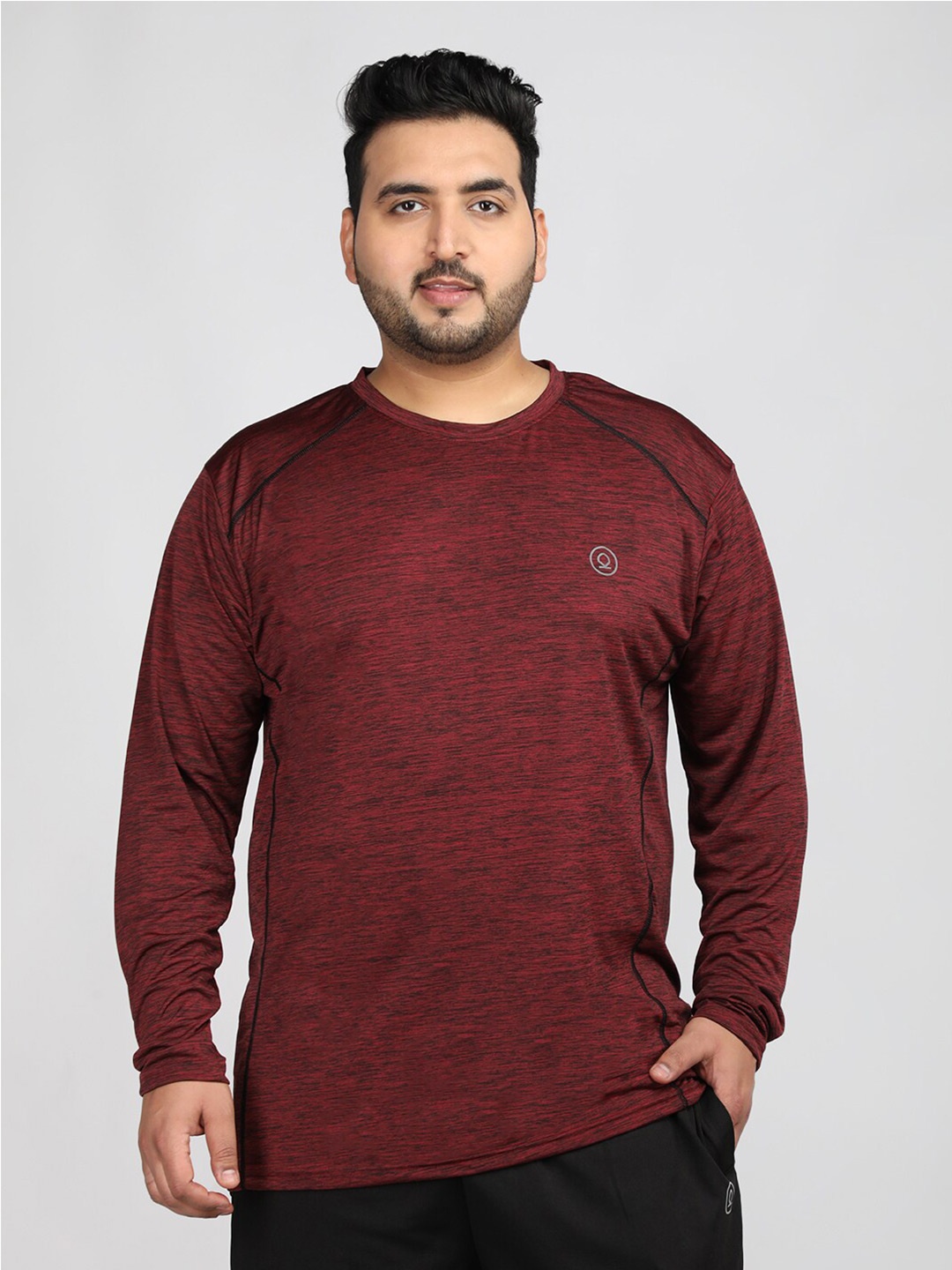 

CHKOKKO Round Neck Long Sleeves T-shirt, Maroon