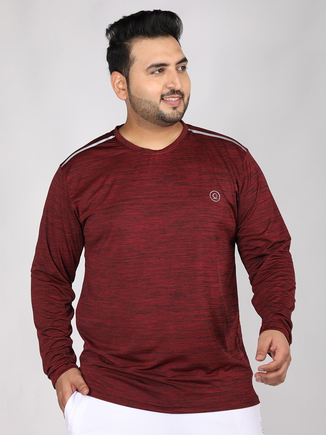 

CHKOKKO Round Neck Long Sleeves T-shirt, Maroon