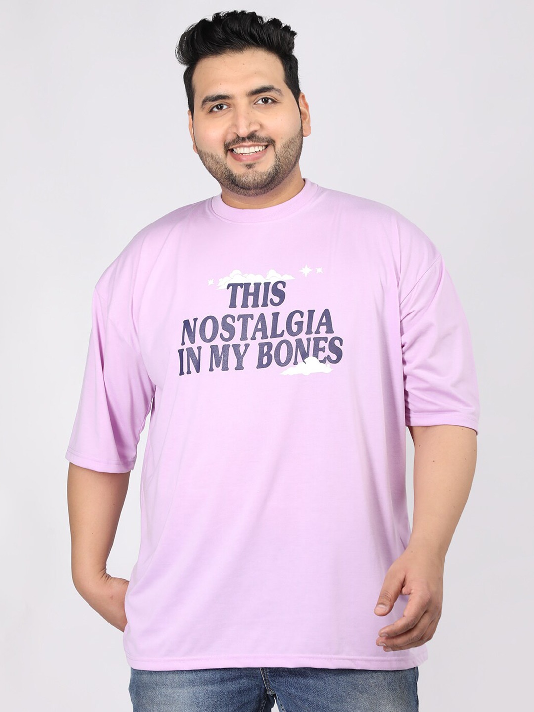 

CHKOKKO Typography Printed T-shirt, Lavender