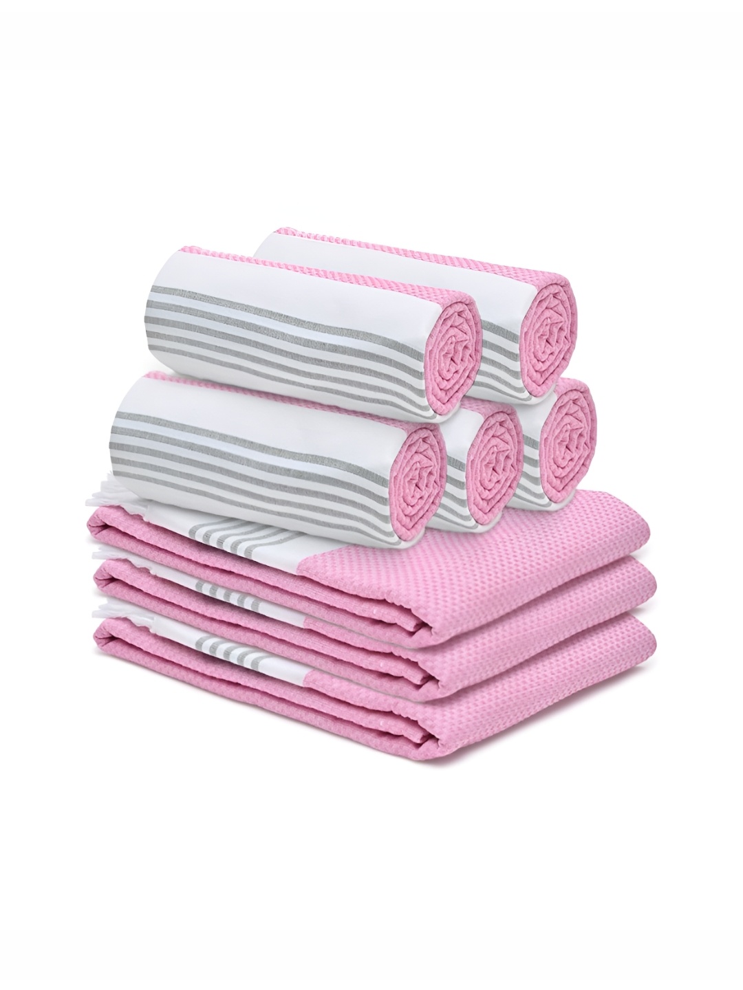 

The Better Home Pink 8 Pieces Cotton 200 GSM Towel Set
